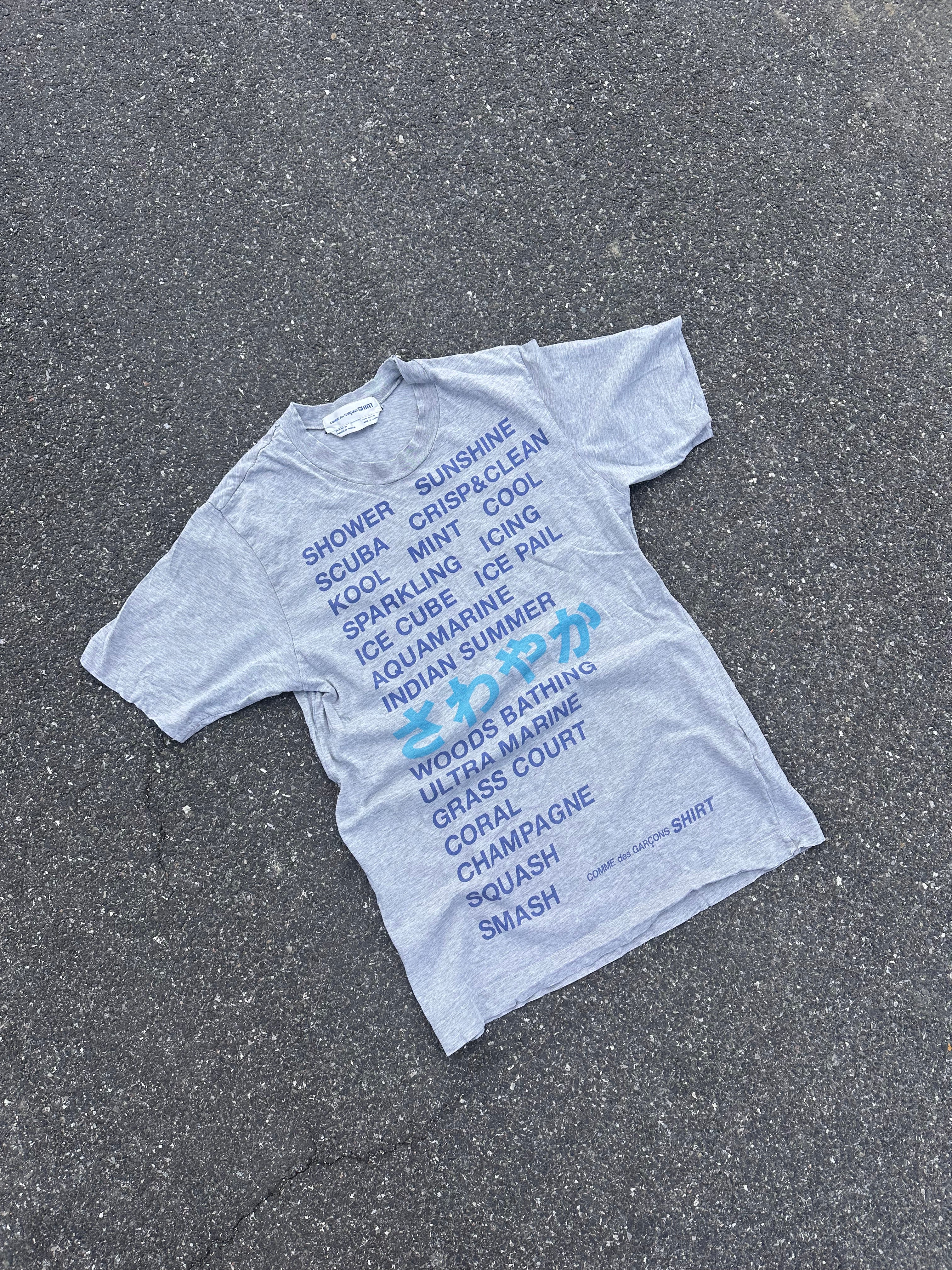 vintage comme des garcons poem tee grey