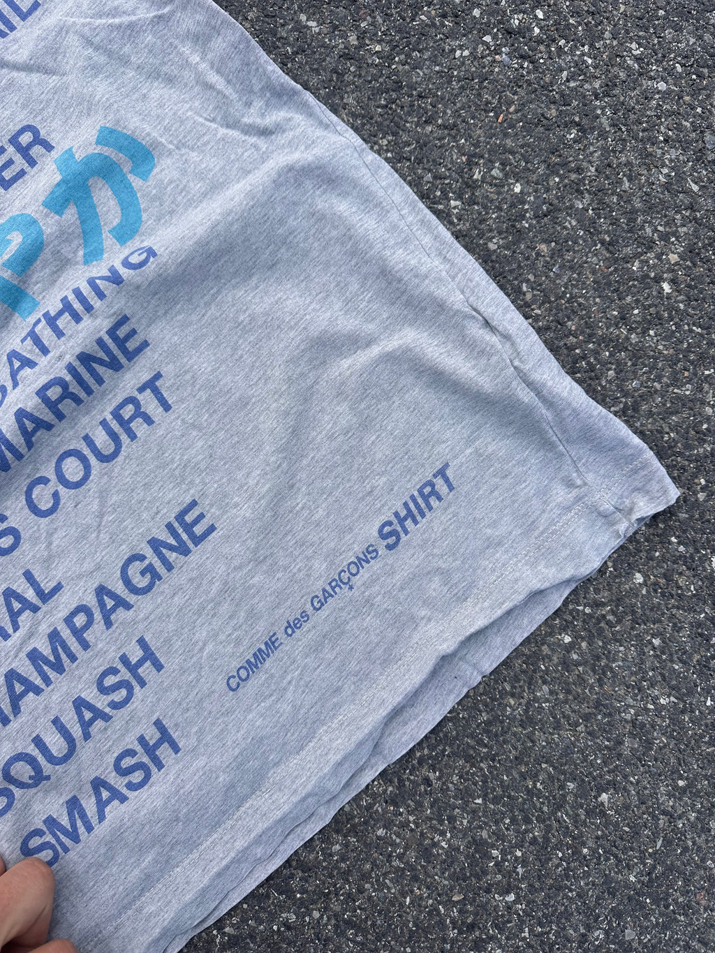 vintage comme des garcons poem tee grey