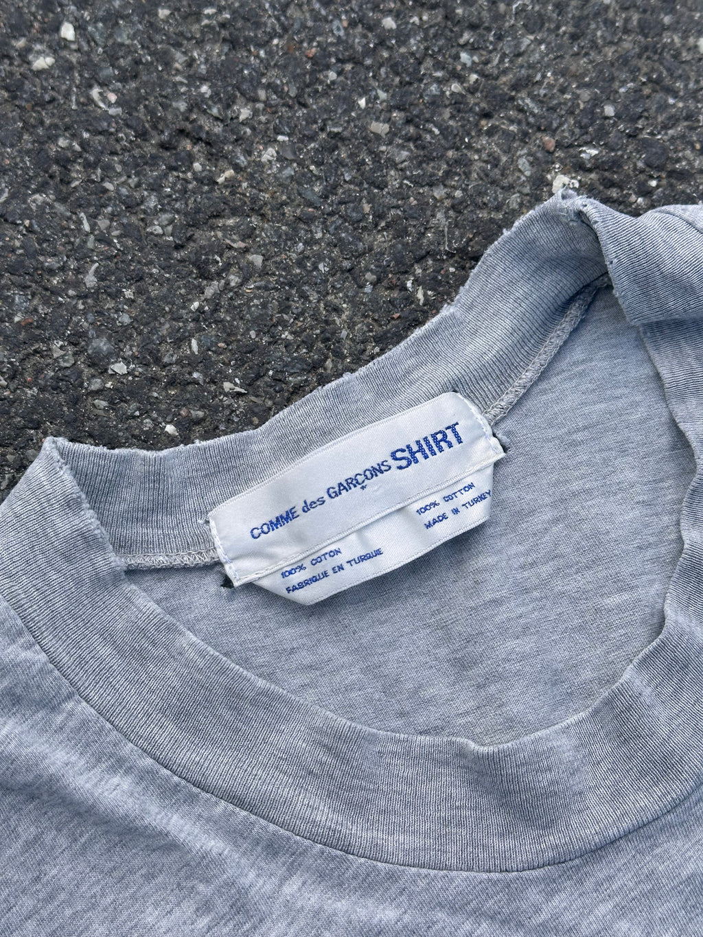 vintage comme des garcons poem tee grey