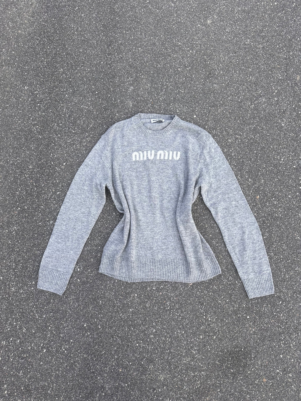 miu miu cashmere wool blend knit gray