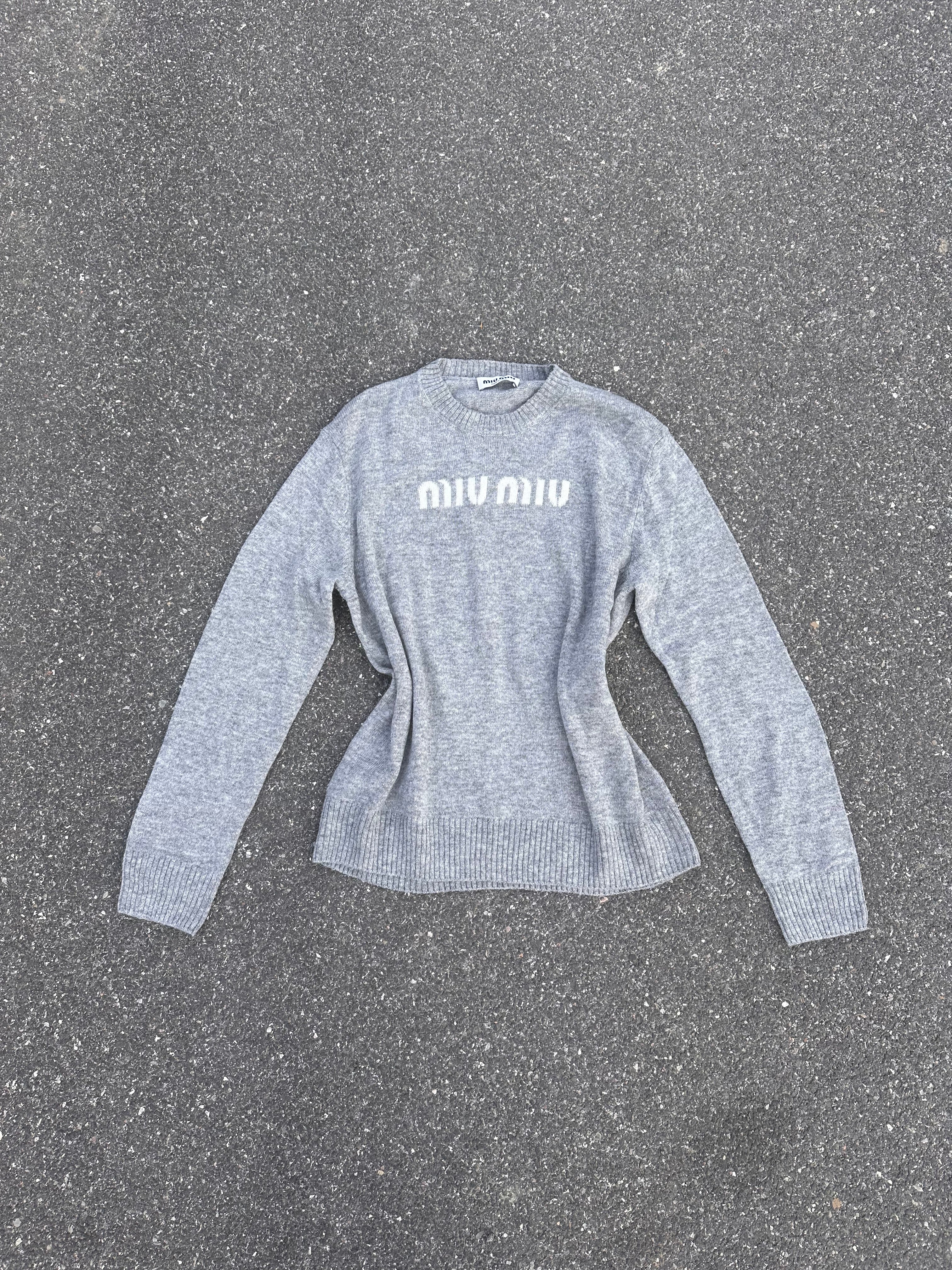 miu miu cashmere wool blend knit gray