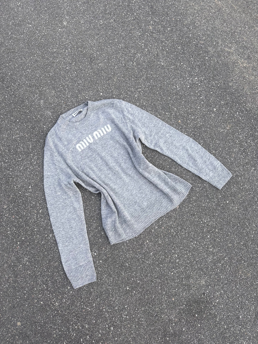 miu miu cashmere wool blend knit gray