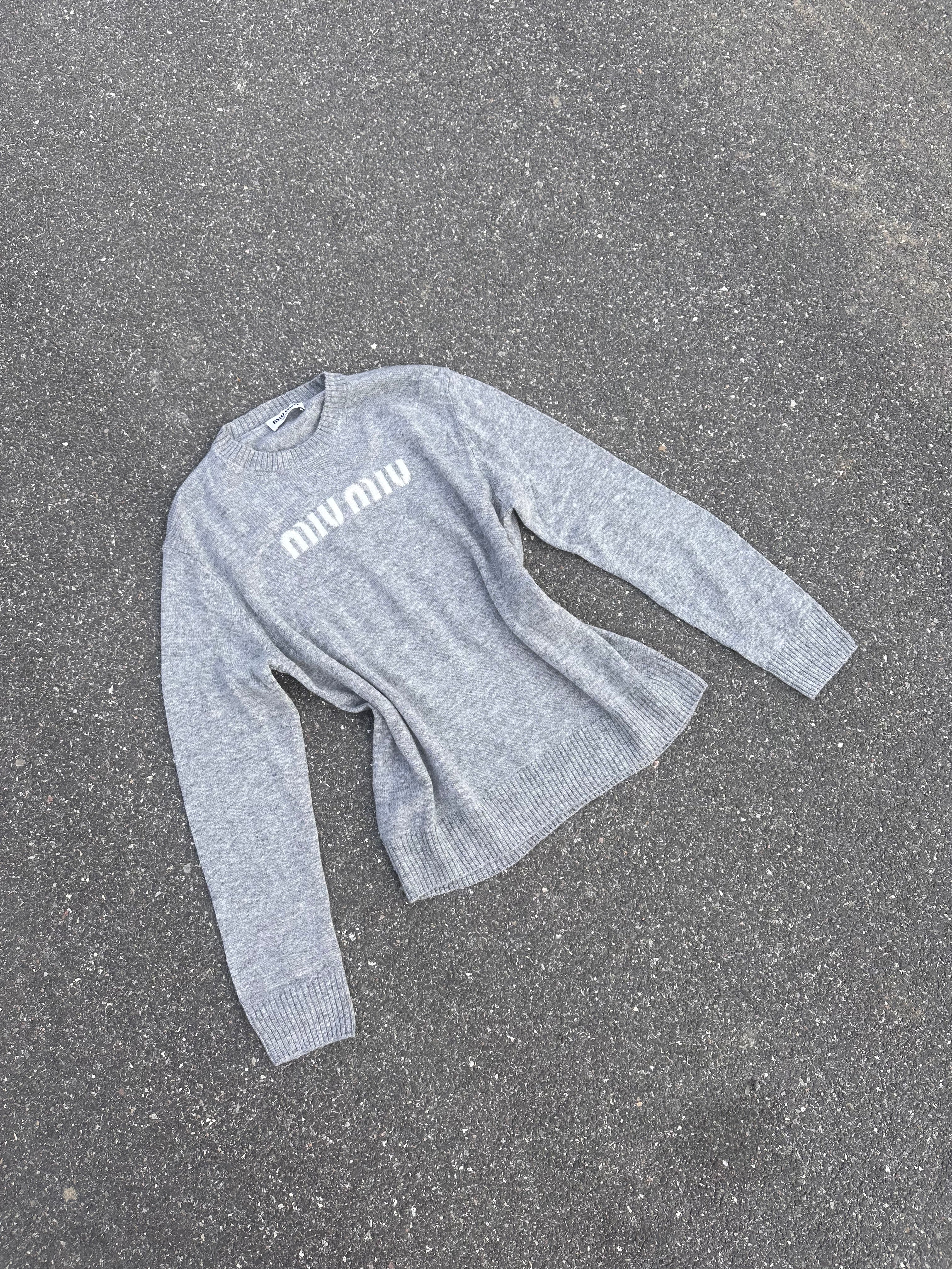 miu miu cashmere wool blend knit gray