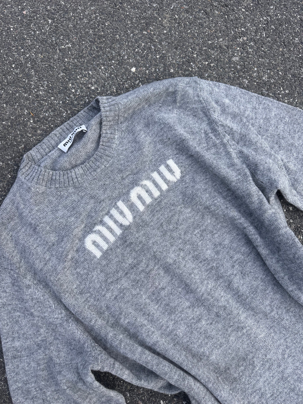 miu miu cashmere wool blend knit gray