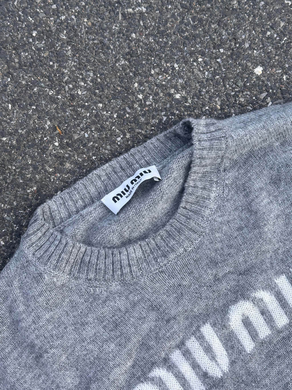 miu miu cashmere wool blend knit gray