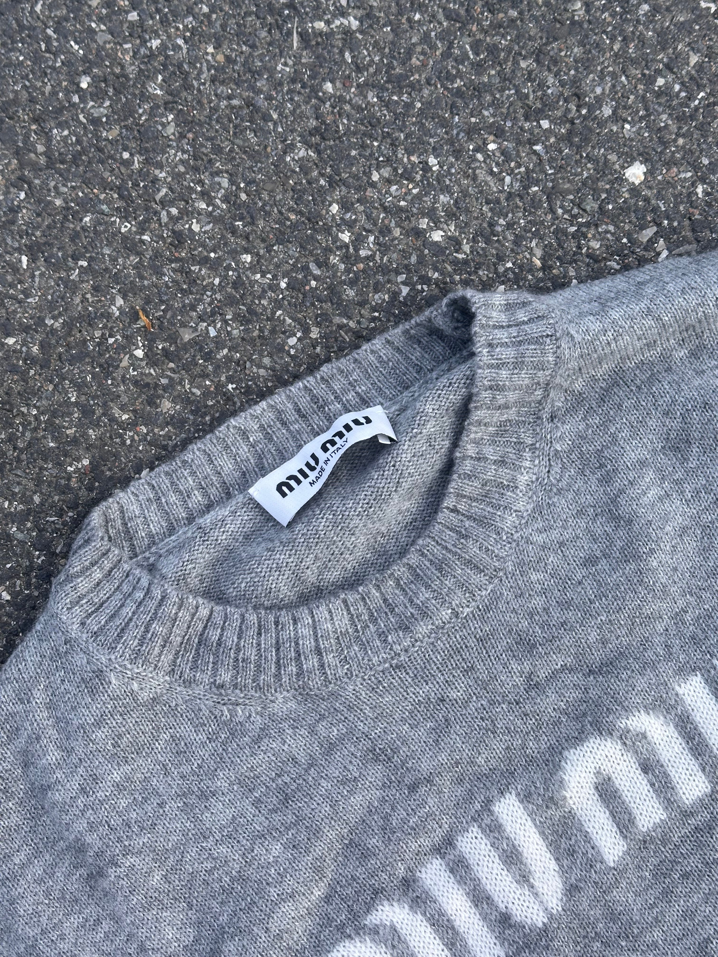 miu miu cashmere wool blend knit gray