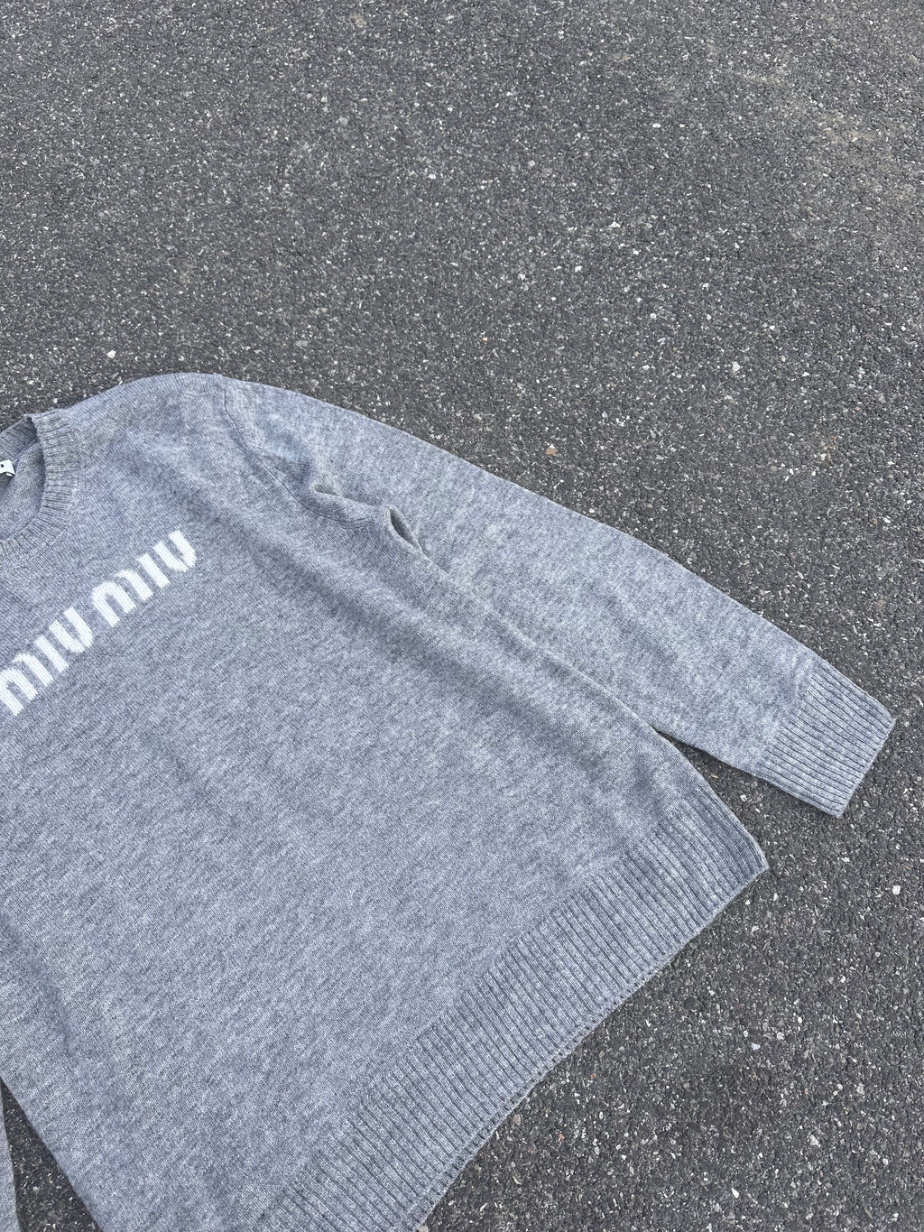 miu miu cashmere wool blend knit gray