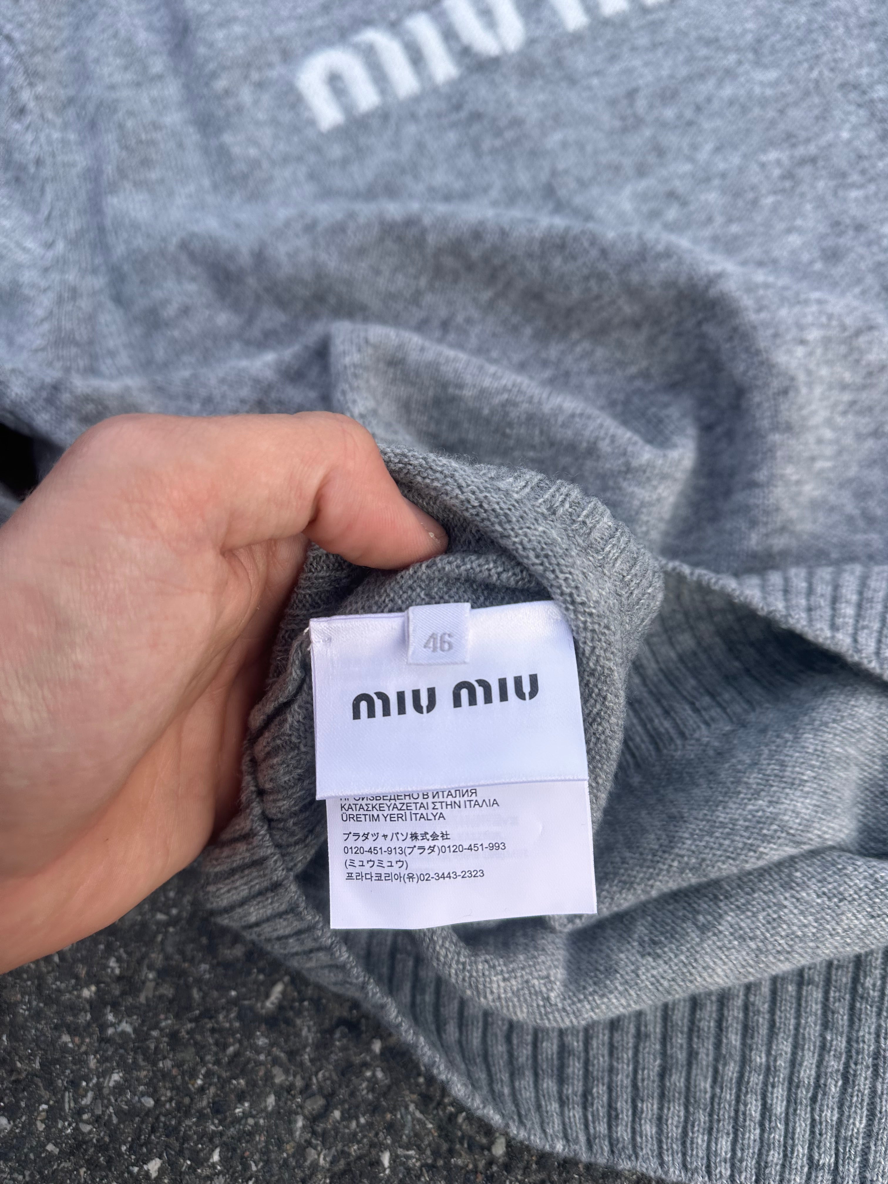 miu miu cashmere wool blend knit gray
