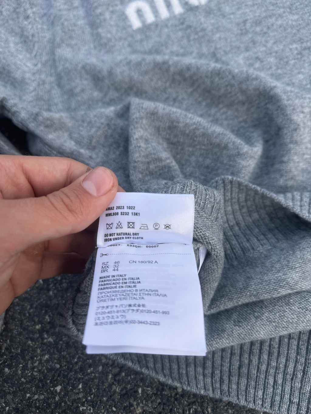 miu miu cashmere wool blend knit gray