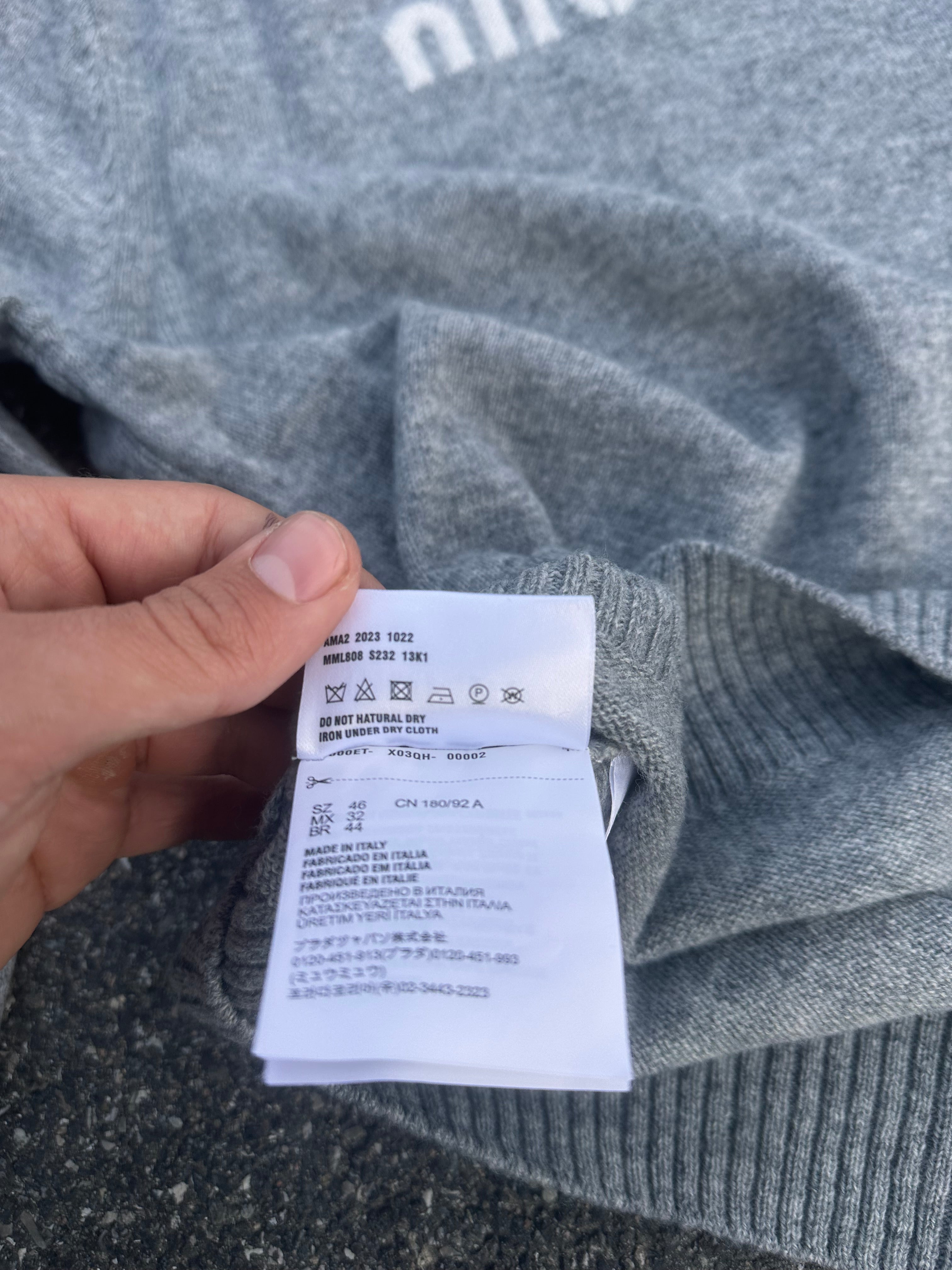 miu miu cashmere wool blend knit gray