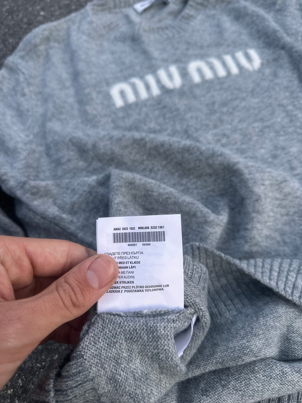 miu miu cashmere wool blend knit gray