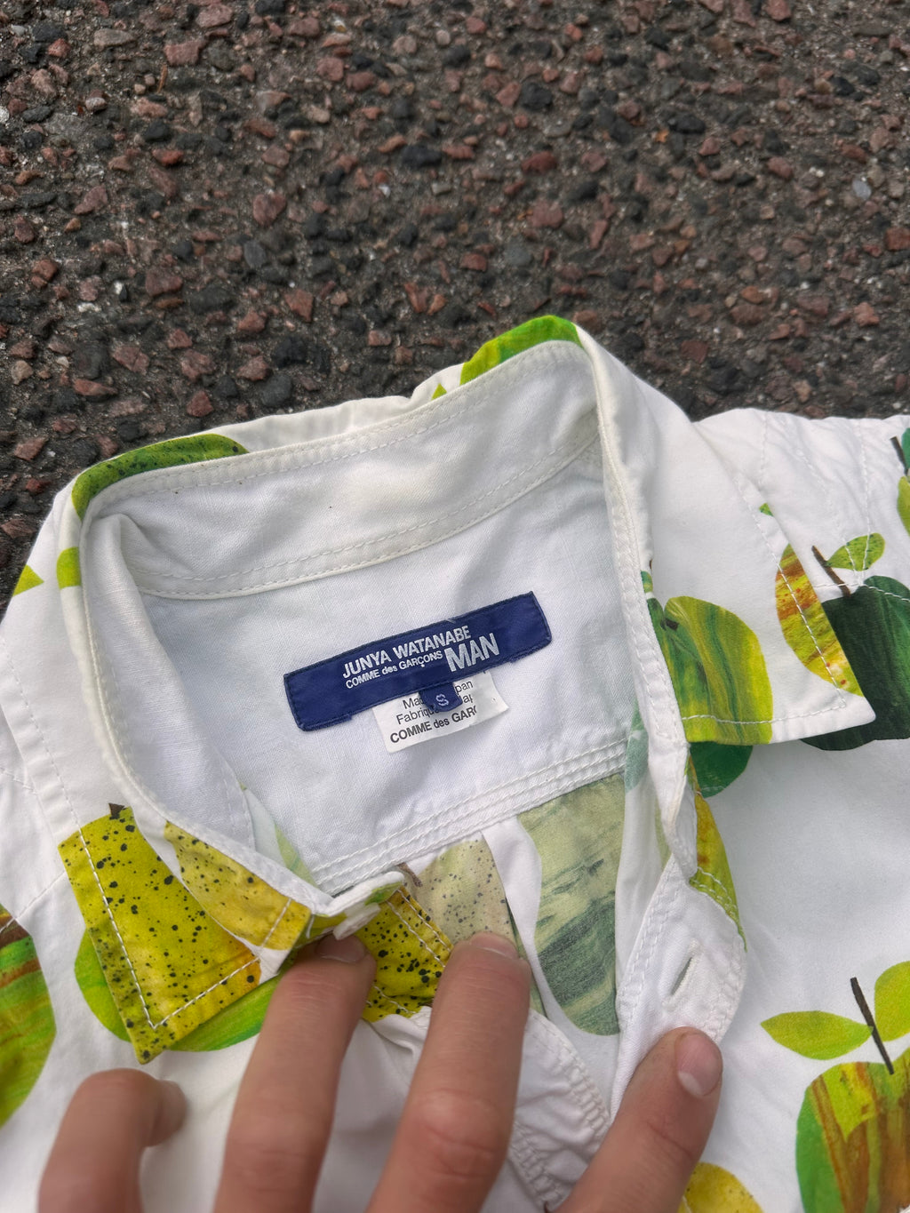 junya watanabe green fruits button up