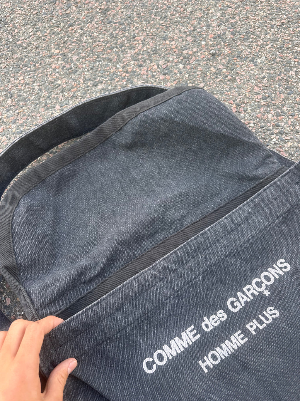 vintage Comme Des Garcons Homme Raw denim bag grey