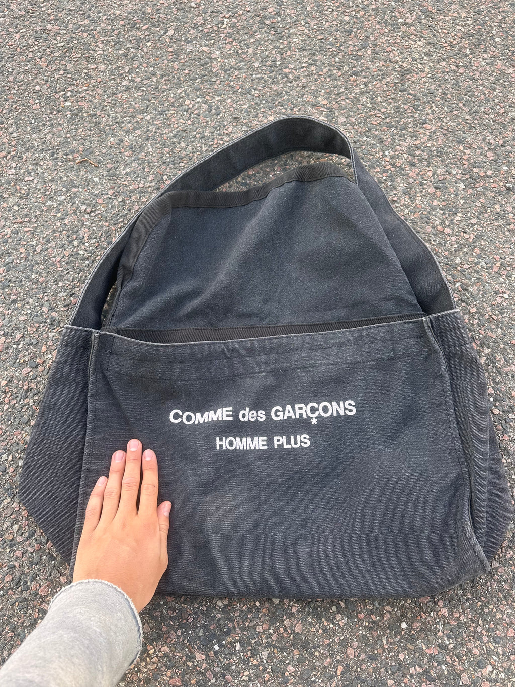 vintage Comme Des Garcons Homme Raw denim bag grey