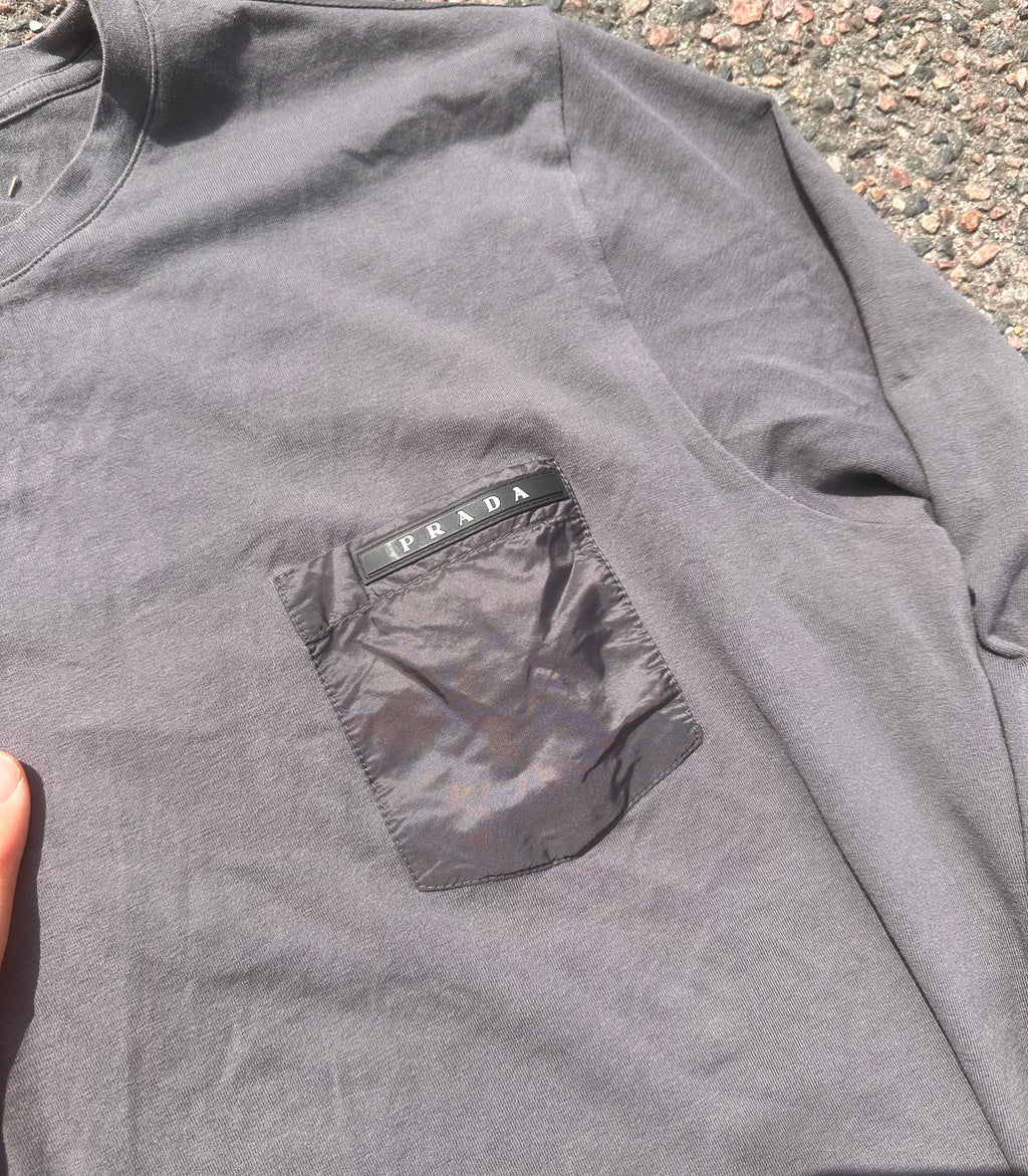 Prada Grey Long sleeve pocket tee 2019